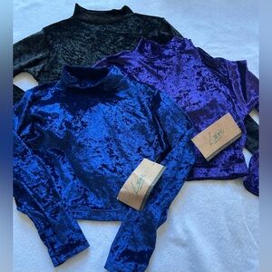 Vintage Long Sleeve Velvet Crop Dance Tops - See Description